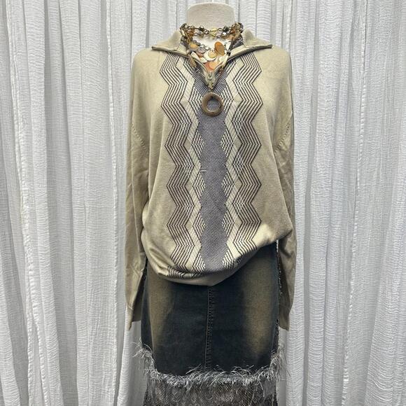 Vintage 90's Preppy Grandpa Tan Sweater (L) - Picture 1 of 8